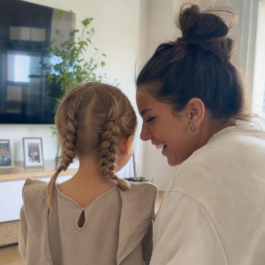 Niña con trenza lista para el cole